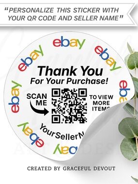 Thank You For Your Purchase, QR Code with Seller Name Stickers - 2” (inches)